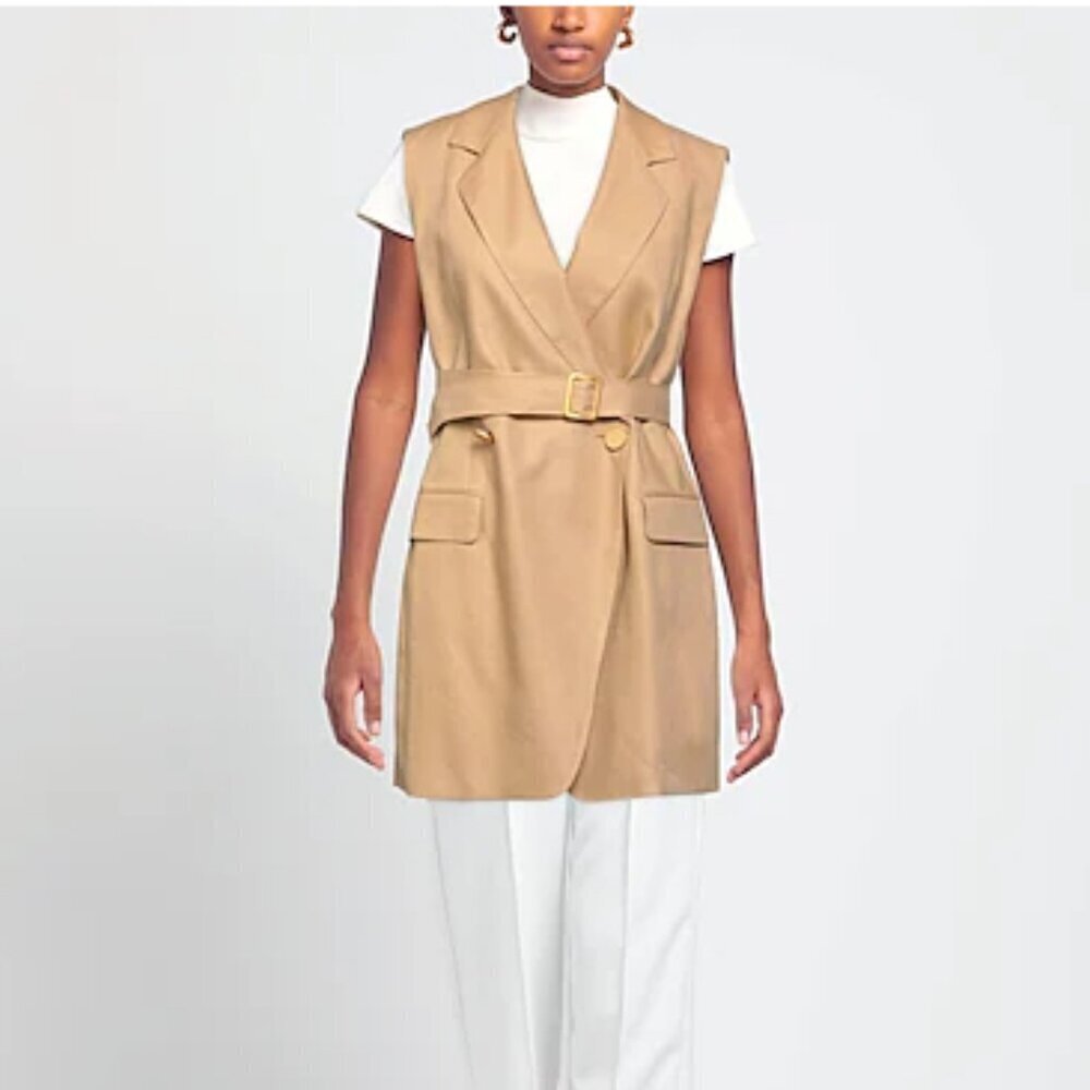 Tagliatore 100% Linen Tan Harmony Blazer Vest Dress EU 40 / US 8 $525